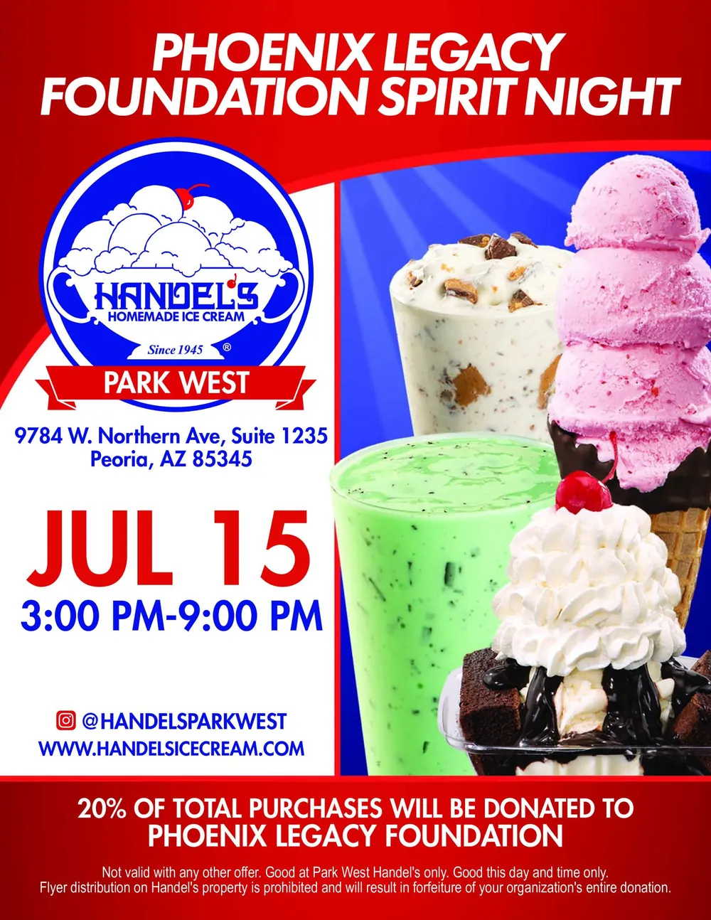 Fundraiser at Handel’s at the Park West Shopping Center to Support Phoenix Legacy Foundation